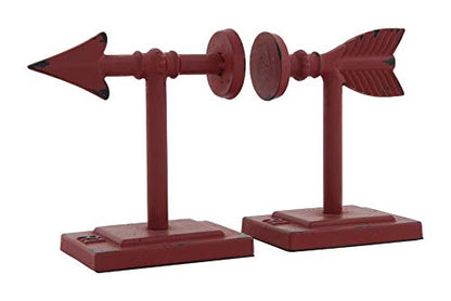 Creative Co-Op Decorative Cast Metal Arrow Bookends, Red, Set of 2 Pieces - color: Red