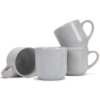 Elanze Designs Glossy Reactive Glaze Large 17 Fluid Ounce Everyday Kitchen Food Grade Ceramic Stoneware Coffee Mug Cup with Comfort Curved Handles, Set of 4, Pale Grey - color: Pale Grey