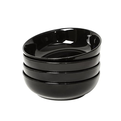 Selamica Ceramic Pasta Bowls Set of 4, Large Salad Bowl, Black - color: Black, size: 8 Inch