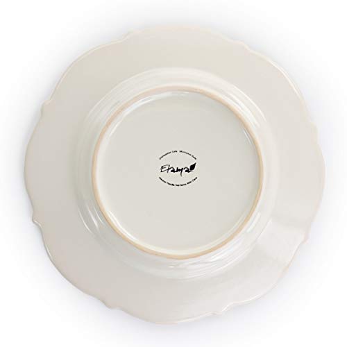 Elama Round Decorated Stoneware Scallop Embossed Dinnerware Dish Set, 16 Piece, Luna - color: Luna