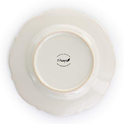 Elama Round Decorated Stoneware Scallop Embossed Dinnerware Dish Set, 16 Piece, Luna - color: Luna