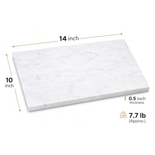 Marble Pastry & Cutting Board, 10x14 Inch | Natural Stone Slab, Non-Slip Feet, For Dough, Cheese, Baking, Serving, Charcuterie, Trivet, Easy to Clean - color: White, size: 14"L x 10"W