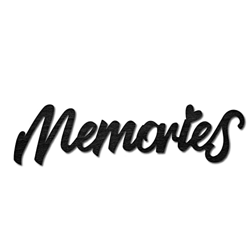 CREATCABIN Wood Cutout Memories Sign Heart Laser Cut Wooden Wall Decor Sculpture Hanging Decor Wall Art Decoration for Home Gallery Office Front Door Black 11.9" x 3.4" - color: Memories