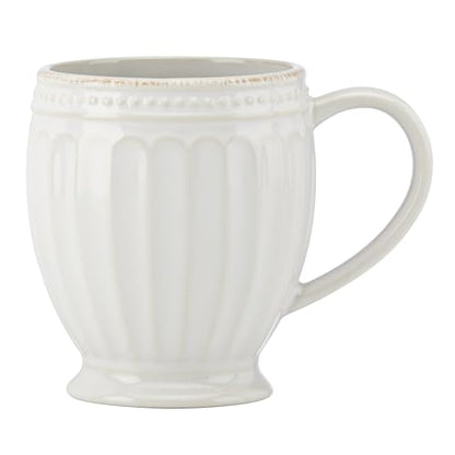 Lenox French Perle Groove White Stoneware Mug Set for 4, 12oz | dishwasher safe, microwave safe | coffee mug gift for coffee lovers | 4.25 inch, 14oz, gift for women - style: Mugs, Set of 4