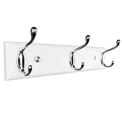 wall Mounted Coat Rack 12.2inch(31cm) with 3 Silver Hooks, White Wood Coat Hook for Entrance, Hallway, Bedroom, Kids Room, Bathroom,Small Size Clothes Hanger - size: Small-12.2in(31cm),3 Silver Hooks, style: Modern