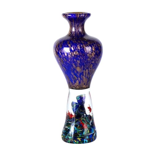 KAMMAK Colored Glass Vase, Beautiful Hand Blown Decorative Vase, Modern Art Vase for Flower Mantle Dining Table Centerpiece, Entryway Living Room Wedding Decoration, 8HPFH02022 - style: 8HPFH02022
