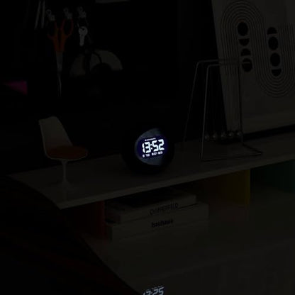 NEWGATE® Centre of the Earth Alarm Clock | Round Retro Digital LCD Clock | Black | Ideal for Bedside, Desk or Shelf | Retro Bedroom & Office Accessory - color: Black