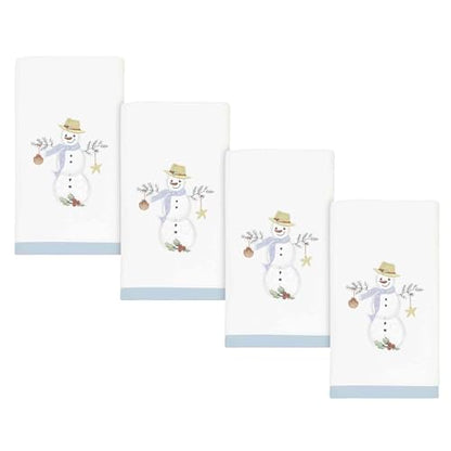 Avanti Linens - Fingertip Towels, Soft Cotton Velour, Embroidered, Festive Home Decor, Set of 4 (Coastal Snowman Collection) - size: 4pc Fingertip Towels
