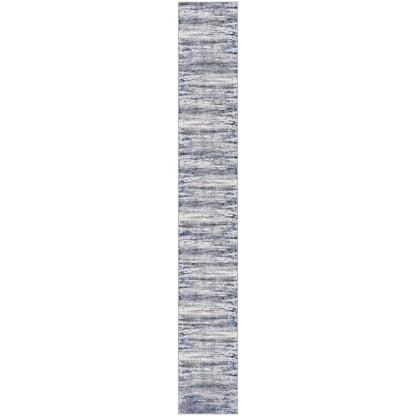 KOZYFLY Modern Abstract Washable Long Rug Runner 2.6x18 Hallway Rug Runner Non-Slip Soft Stair Runners, Grey-Blue Striped 18 feet Runner Rug for Kitchen Entryway Bathroom Laundry Room Foyer - color: Blue-grey, size: 2'8" x 18' (Runner)