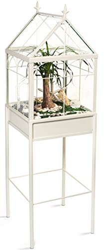 H Potter Freestanding Wardian Case Terrarium | Metal & Glass, Plant Stand - size: Medium