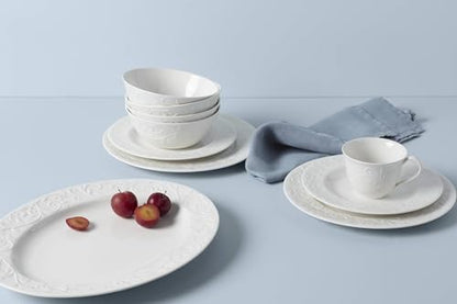 Lenox Opal Innocence Carved Oval Porcelain Serving Platter | dishwasher safe | elegant carved design | entertaining, food tray, gift for women, fruit platter tray - size: 4.20 LB, style: Oval Platter
