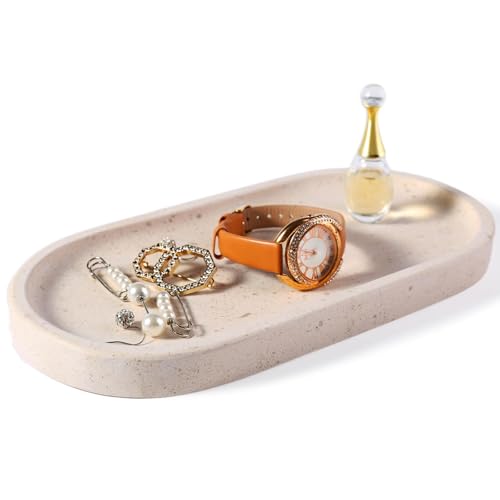 Natural Marble Tray for Bathroom, Vanity Decorative Marble Trays for Countertop Organizer, Catchall Trays for Perfume, Candles, Jewelry, Stone Tray for Decor(Moca Crema Yellow) - color: Moca Crema Yellow