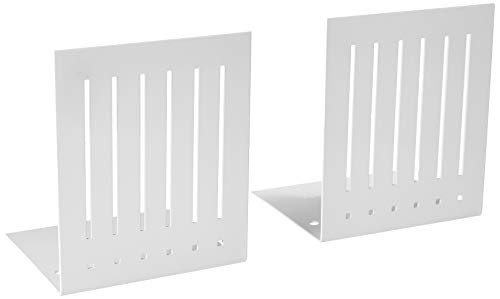 Spectrum Heavy Bookends for Book Shelves Cookbooks Vinyl Records, No Skid Heavy Duty Metal Decorative Book Stopper Sturdy Steel Holder for Home Office Large Bookends for Heavy Books, White - color: White, size: 1 Pair