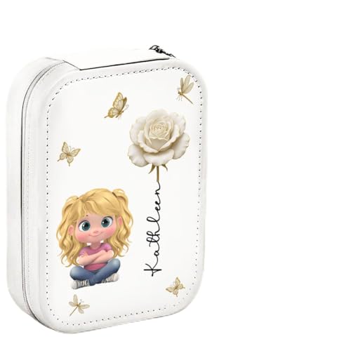 Women & Girls Floral Makeup Box With LED Mirror - Personalized Birthmonth Flower Travel Jewelry Organizer Gift for Daughters Sisters on Birthday Christmas Graduation Wedding - color: Floral Soul, size: Toddler Girls