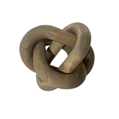 Wood Knot Decor -Coffee Table Decor Shelf Decor Table Books Hand Carved Home Decoration Boho Country Rustic Modern Shabby Chic Style Decor 3 Link Wooden Knot Chain Link Decor (Brown) - color: Brown