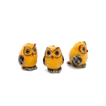 Adorable Mini Ceramic Animal Figurine – Porcelain Miniature Collectible Decor (Yellow owl) - style: Yellow owl
