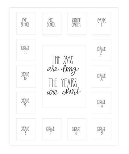 All Things For Mom School Days Picture Mat with Multiple Openings - School Years Photo Collage - No Frame - 2 Pre-School & Kindergarten to 12th Grade (15 Photos, 2PreK - 12th White) - color: White Mat - NO FRAME, size: 15 Photos, 2 Pre School - 12th