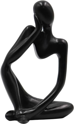 Creative Resin Thinker Minimal Abstract Art Sculpture Statue Figurines Home Office Bookshelf Desktop Decor (Black, Left, Small) - color: Black, size: Left, Small