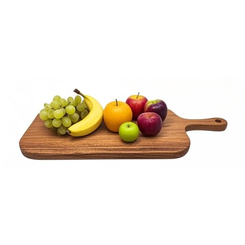 Handcrafted Serving Board with Handle - 15" x 7.5" Wooden Cutting Chopping Board for Meat, Vegetables, Bread, Charcuterie, Cheese Board, Food Serving Tray for Kitchen Appetizers - size: 15" x 7.5" Acacia