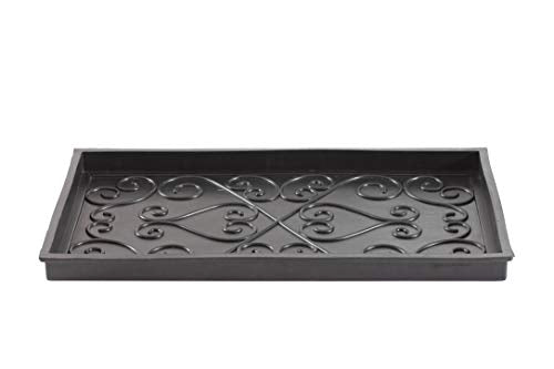 Anji Mountain Black Boot/Shoe Tray with Coir, Fits 2 Pair (24.5"" Wide), Diamond and Rubber Insert (AMB0BT2F-016) - color: Diamond and Rubber Insert, size: 24" x 14" x 1.5"