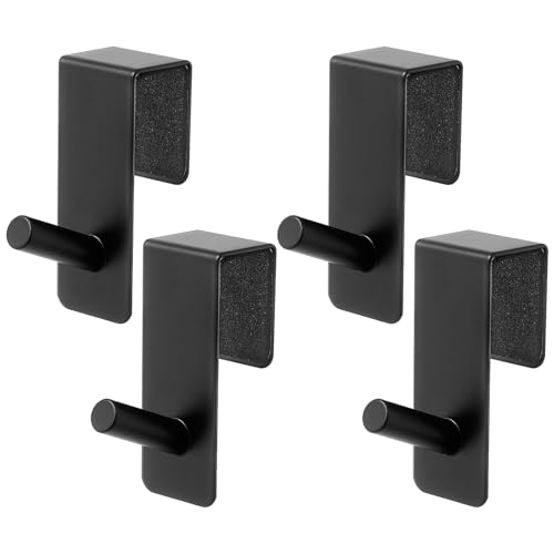ARTOYS Over The Door Hooks (4 Pack) - Heavy Duty 20mm Wide Hangers for Thick Doors, Holds 50Lbs - EVA Foam Padded No-Scratch Hooks for Cabinets & Closets, Black - color: Black, size: 0.79 inch