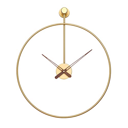 Large Wall Clock Modern Nordic Wall Clock Stylish Simplistic Luxury Metal Design Silent Quartz Mechanism for Home Dining Room School Office Hotels Living Room Bedroom,Gold