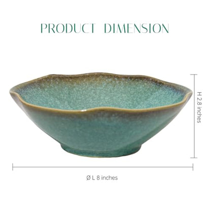 7.6'' Ceramic Decorative Bowl, Key Bowl for Entryway Table | Potpourri Bowl, Handcrafted Pottery Bowl with a Ruffle Rim, Large Catch-All for Coffee Tables, Entryways, Home Decor