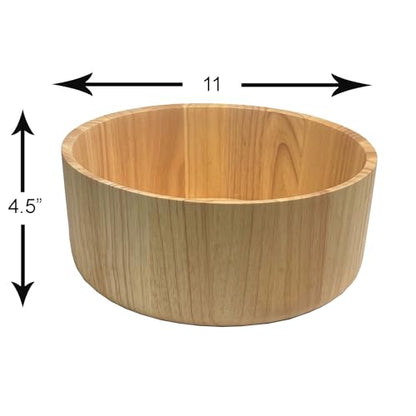 Woodard & Charles Rubberwood 11" Salad Bowl with Servers, 3 Piece Set | Wood Salad Bowl with 10" Matching Servers; Serve Salad, Fruit, Popcorn and Chips and More. Great for Everyday Use or Parties - size: 11" x 4" Rubberwood Bowl with Servers