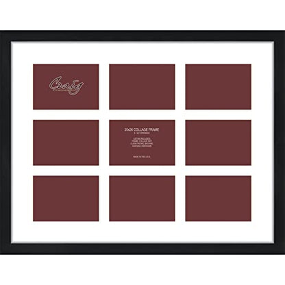 Craig Frames Contemporary, 20x26 Black Picture Frame with White Collage Mat, 9 Openings for 5x7 Prints - color: 9 5x7 Openings - 2" Border