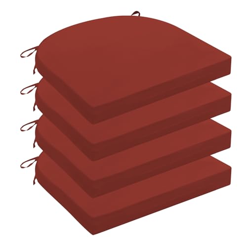 Wellsin Outdoor Chair Cushions for Patio Furniture, 3-Year Color Fastness Patio Chair Cushions Set of 4, Water Resistant Round Corner Outdoor Seat Cushions 17"X16"X2", Brick Red - color: Solid Color/ Brick Red, size: 17"x16"x2"(Pack of 4)