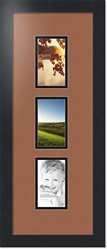 ArtToFrames Collage Photo Frame Double Mat with 3 - 3x5 Openings and Satin Black Frame - color: Paloma, size: 3 - 3x5