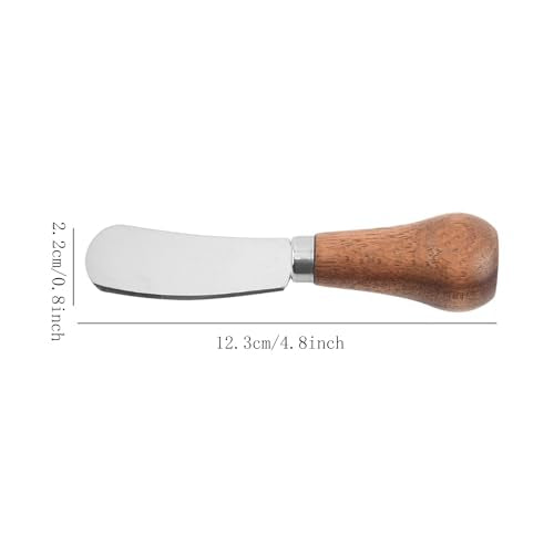8Pcs Cheese Spreader Knives, Mini Butter Knife Spreader with Wooden Handle, Stainless Steel Cheese Knife Set for Charcuterie Board, Sandwich, Appetizers, Cocktail Spreading Knife (1)