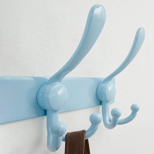 Coat Rack Wall Mount, Heavy Duty 12-Gauge Base vs Flimsy 1mm, Double-Thick Solid Anti-Snap Hooks, 16” Stud-Mount, Stainless Steel Hanger for Clothes Hat Entryway Closet, Blue, Pack of 2 - color: Blue, size: L=17" (2pcs)
