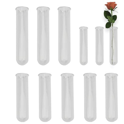 11 Pack Clear Glass Test Tubes Plant Propagation Station, 3 Sizes Wall Hanging and Desktop Glass Plant Propagation Station Hydroponic Vases for Home and Office Decor, Round Bottom