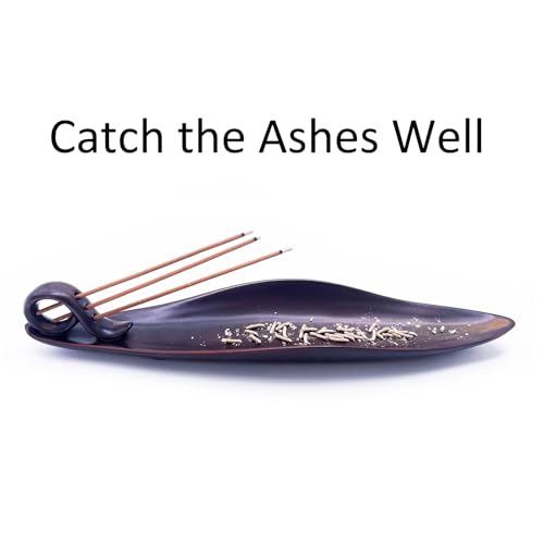 9" Length Incense Stick Holder with 3 Holes, White Porcelain Incense Tray Ash Cather for Spa, Meditation Room, Yoga, Home, Office (Brown) - color: Brown