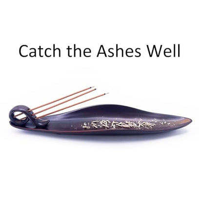 9" Length Incense Stick Holder with 3 Holes, White Porcelain Incense Tray Ash Cather for Spa, Meditation Room, Yoga, Home, Office (Brown) - color: Brown