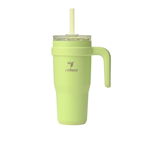 REDUCE 24 oz Stainless Steel Tumbler with Handle - Dual-Wall Vacuum Insulated Travel Mug, Sweat-Proof Lid & Reusable Straw - Keeps Drinks Cold for 24 Hrs, Fits Cupholders, Dishwasher Safe - Mojito - color: Mojito, size: 24 Ounces