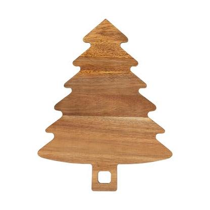 Christmas Tree Cutting Board Wood, Christmas Tree Shaped Charcuterie Board with Handle, Acacia Wood Christmas Tree Wooden Serving Tray, Christmas Gift Decor