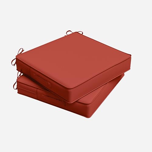 Outdoor Chair Cushion 17 x 16 x 3 Inches Patio Furniture Outdoor Waterproof Seat Cushion, Patio Chair Cushion with Handles and Ties, Square Dining Chair Cushion Set of 2, Terra Red - color: Terra Red, size: 17×16×3 in
