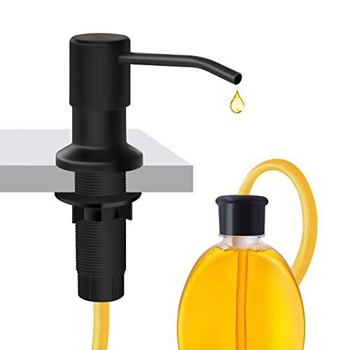 Soap Dispenser for Kitchen Sink and Extension Tube Kit, Stainless Steel Countertop SoapDispenser with 47 Inches Tube Connects Directly to Soap Bottle, Hand and Dish Soap Dispenser Pump （Black） - color: Black