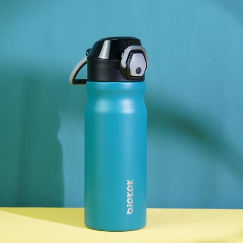 BJPKPK 18 oz Water Bottle with Straw & Handle, Insulated Stainless Flask | Leak Proof Locking Lid, Thermal, Double Wall Vacuum, Keeps Hot/Cold, BPA Free, Dishwasher Safe, Travel & Sports, Laguna - color: A-Laguna, size: 18 Ounces