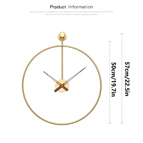 Large Wall Clock Modern Nordic Wall Clock Stylish Simplistic Luxury Metal Design Silent Quartz Mechanism for Home Dining Room School Office Hotels Living Room Bedroom,Gold