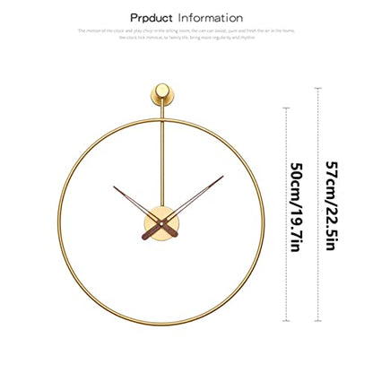 Large Wall Clock Modern Nordic Wall Clock Stylish Simplistic Luxury Metal Design Silent Quartz Mechanism for Home Dining Room School Office Hotels Living Room Bedroom,Gold