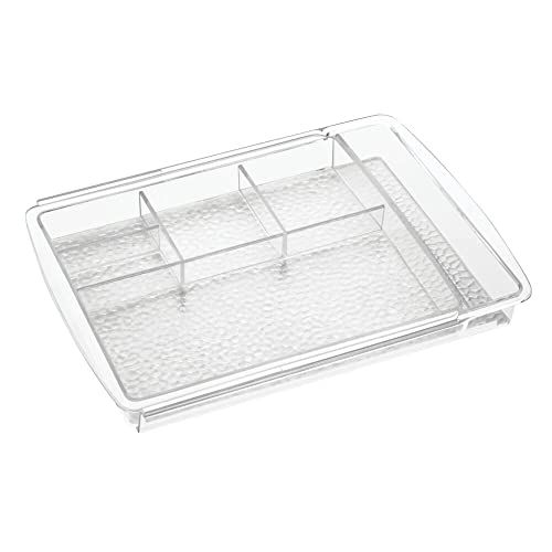 mDesign Expandable Makeup Organizer for Bathroom Drawers, Vanities, Countertops: Organize Makeup Brushes, Eyeshadow Palettes, Lipstick, Lip Gloss, Blush, Concealer - Adjustable Width, 2 Pack - Clear - size: Pack of 2