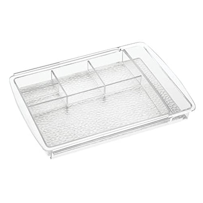 mDesign Expandable Makeup Organizer for Bathroom Drawers, Vanities, Countertops: Organize Makeup Brushes, Eyeshadow Palettes, Lipstick, Lip Gloss, Blush, Concealer - Adjustable Width, 2 Pack - Clear - size: Pack of 2