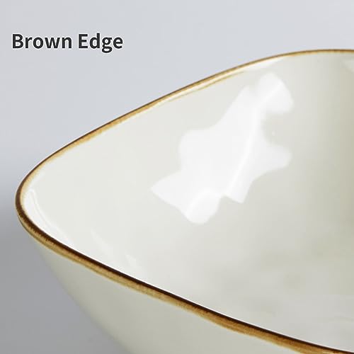 famiware Ocean Pasta Bowls Set of 4, Square 8" Serving Bowl, Vanilla White | Microwave & Dishwasher Safe, Lead-free and Cadmium-free, Stoneware Scratch Resistant Plates Bowls, Serving Bowls - color: Vanilla White