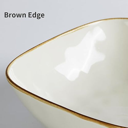 famiware Ocean Pasta Bowls Set of 4, Square 8" Serving Bowl, Vanilla White | Microwave & Dishwasher Safe, Lead-free and Cadmium-free, Stoneware Scratch Resistant Plates Bowls, Serving Bowls - color: Vanilla White