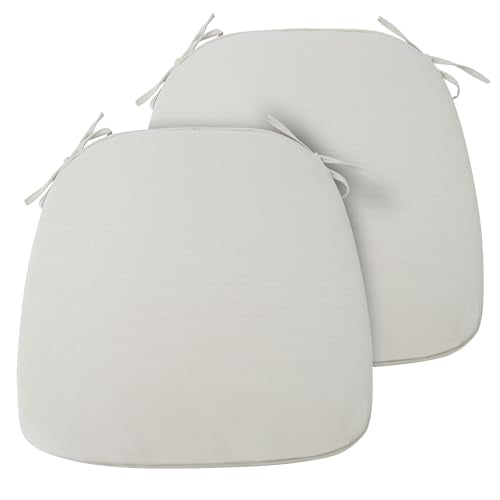 FUNHOME Indoor/Outdoor Chair Cushions Set of 2, 17x16x2Inch-Green Medal | Round Corner Patio Chair Pads with Ties, Water-Resistant, Patio Seat Cushions for Home Garden Furniture Decoration - color: Cream White, size: Set of 2