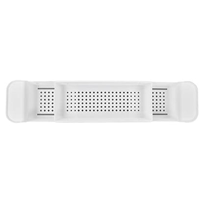 Expandable Bathtub Caddy Tray, PP Material, Adjustable Length, Ideal for Relaxing Baths and Organizing Toiletries (White) - color: White