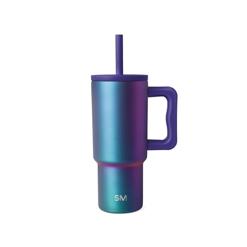 Simple Modern Kids 24 oz Tumbler with Handle and Silicone Straw Lid | Spill Proof and Leak Resistant | Reusable Stainless Steel Bottle | Gift for Kids Boys Girls | Trek Collection | Prism | Trek Kids Water Bottle, Toddler Cup | Insulated Stainless Steel,